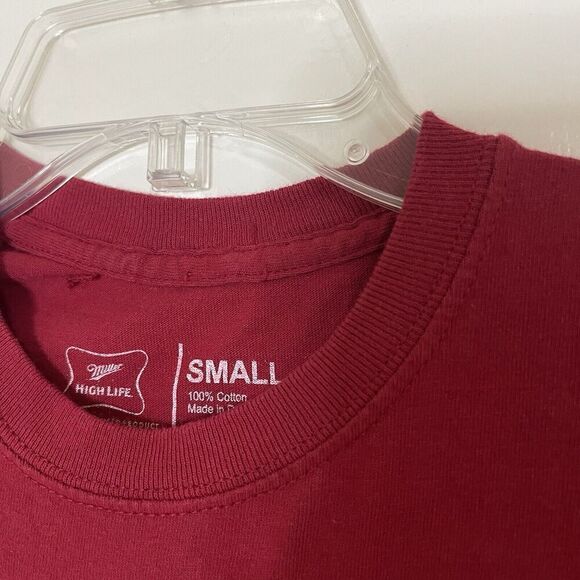 Miller High Life red embroidered crew neck short sleeve tshirt size small - Picture 2 of 5